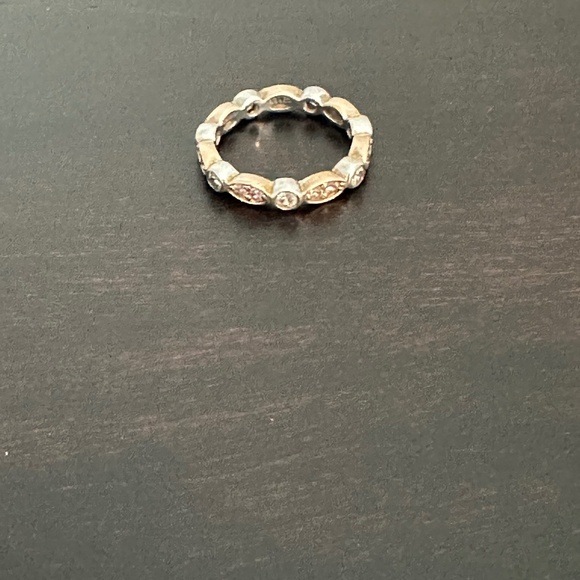 925 Sterling Silver Pink & White CZ Two Toned Ring Size 5 - Picture 2 of 7